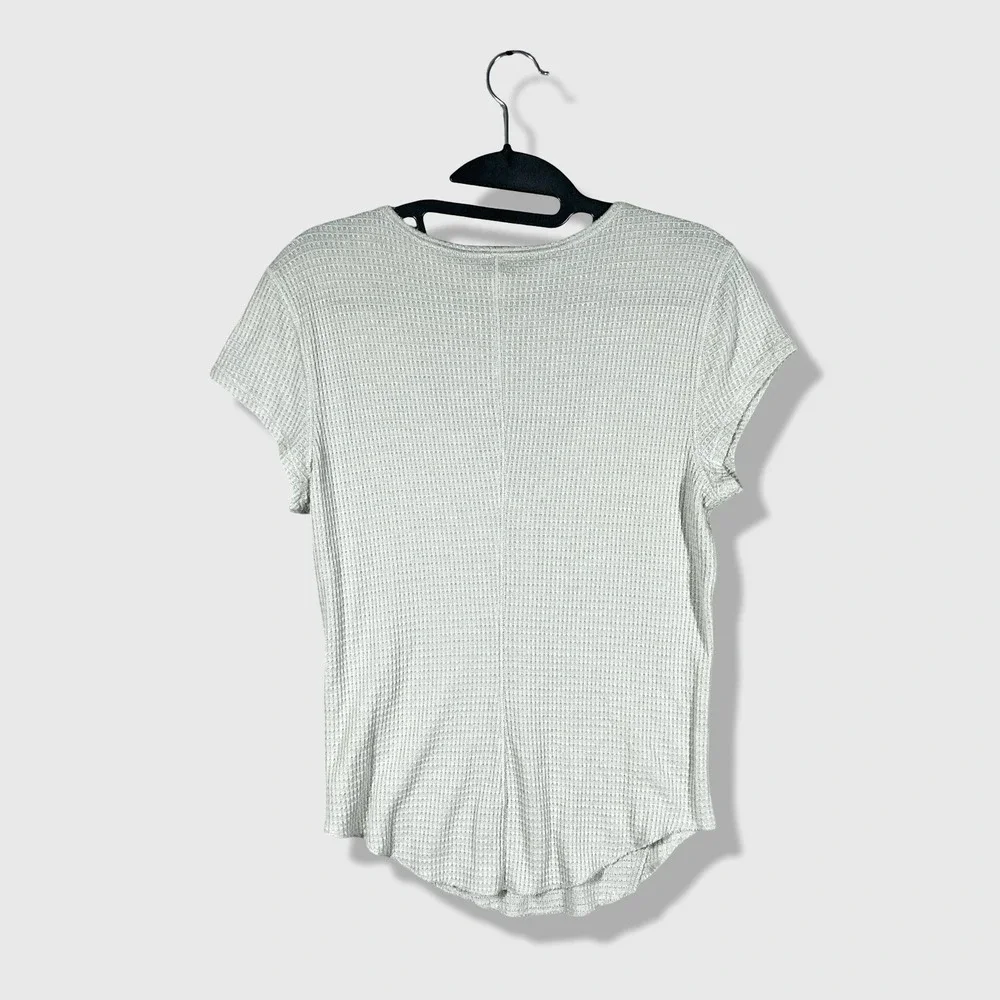 Free People Intimately Henley Top Womens Small Beige Waffle Knit Boho Gorpcore